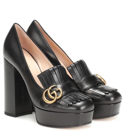 gucci women's marmont leather fringe platform pumps sales|gucci marmont heels.